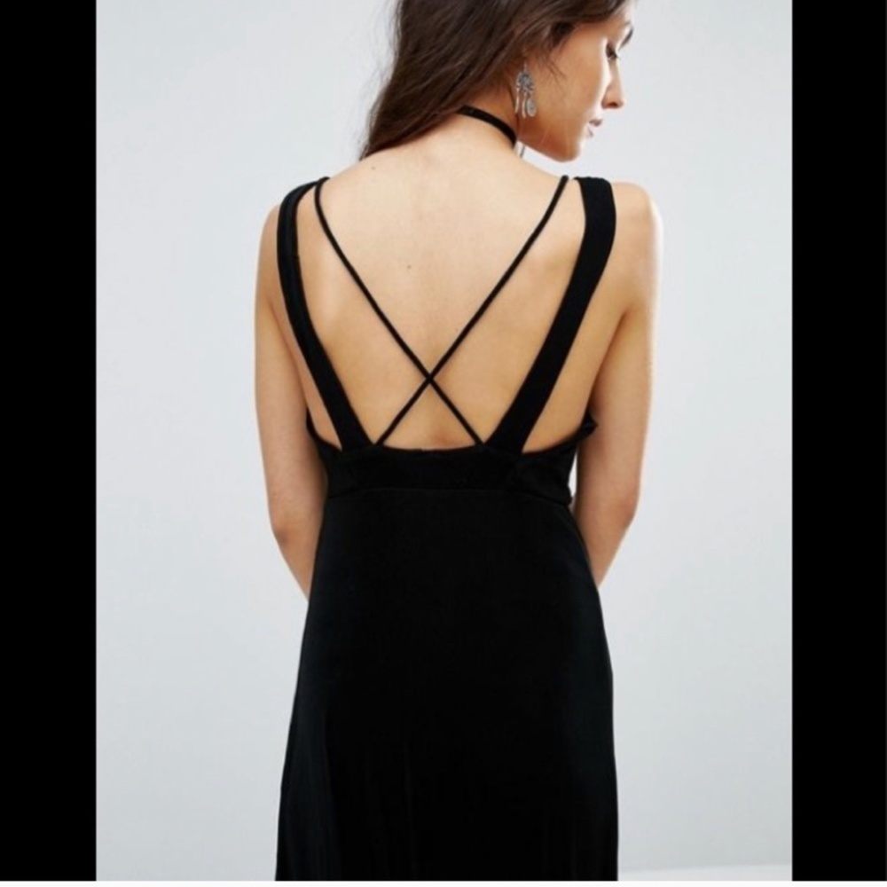 Free People Hypnotized Knit Maxi Dress Strappy Cutout NWT in Black size S - Picture 3 of 12